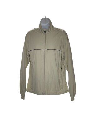 Page & Tuttle Mens Beige Full-Zip Lightweight Jacket With Zippered Pockets Size